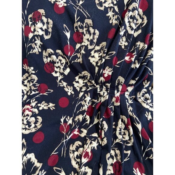 A Pea In The Pod Maternity Dress M/M Floral Navy & Red - Picture 3 of 4